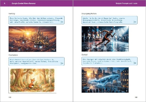 Buchcover und Innenansicht für das Buch: KI-Tools für Foto und Video - gekonnt die KI-Programme von Adobe Photoshop, Adobe Firefly, ChatGPT, Gemini, Midjourney einsetzen