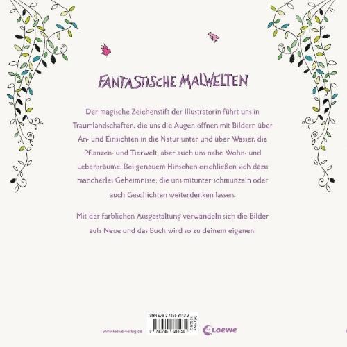 Buchcover und Innenansicht für das Buch: Fantastische Malwelten