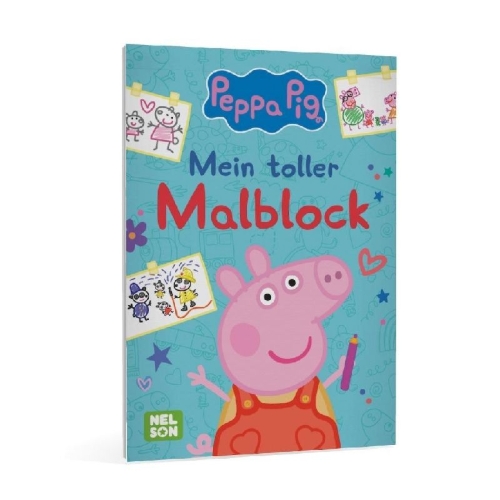 Buchcover und Innenansicht für das Buch: Peppa Wutz Ausmalbilder: Mein toller Malblock
