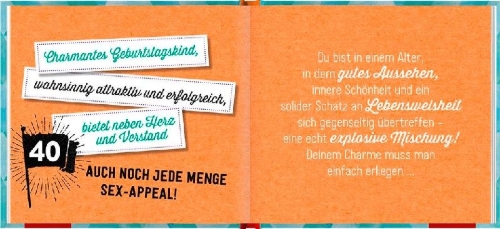 Buchcover und Innenansicht für das Buch: 40 werden ist furchtbar aufregend!