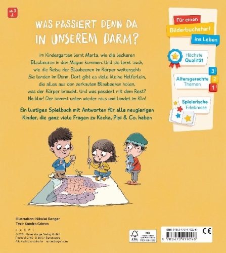 Buchcover und Innenansicht für das Buch: Und was genau ist Kacka? Antworten für neugierige Kinder