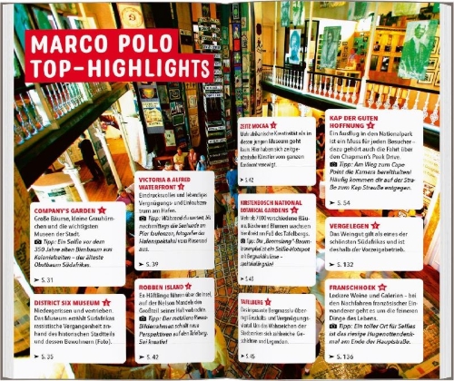 Buchcover und Innenansicht für das Buch: MARCO POLO Reiseführer Kapstadt, Winelands, Garden Route