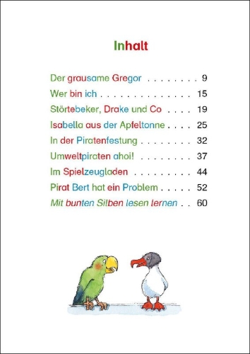 Buchcover und Innenansicht für das Buch: Silbengeschichten zum Lesenlernen - Piratengeschichten