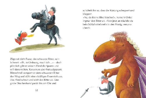 Buchcover und Innenansicht für das Buch: Der kleine Drache Kokosnuss - Abenteuer & Wissen - Die Ritter