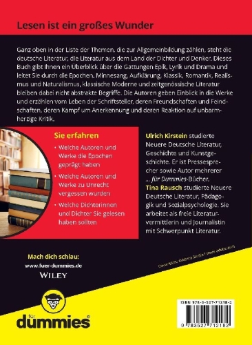 Buchcover und Innenansicht für das Buch: Allgemeinbildung deutsche Literatur für Dummies