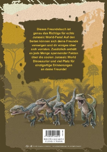 Buchcover und Innenansicht für das Buch: Jurassic World: Freundebuch