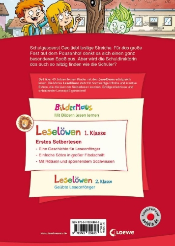 Buchcover und Innenansicht für das Buch: Leselöwen 1. Klasse - Ein Gespenst auf dem Schulhof