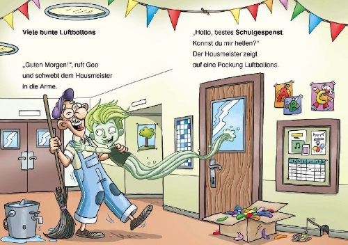 Buchcover und Innenansicht für das Buch: Leselöwen 1. Klasse - Ein Gespenst auf dem Schulhof
