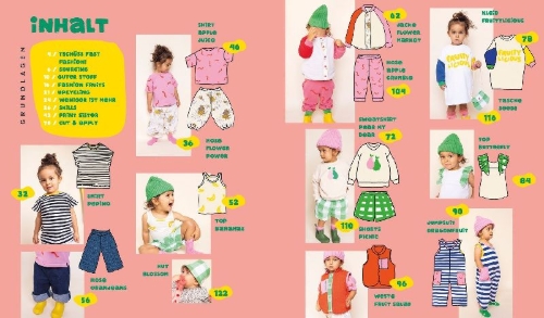 Buchcover und Innenansicht für das Buch: Fashion Fruits - Nähen für Kids! 15 Teile, eine Kollektion: Sag Tschüss zur Fast Fashion!