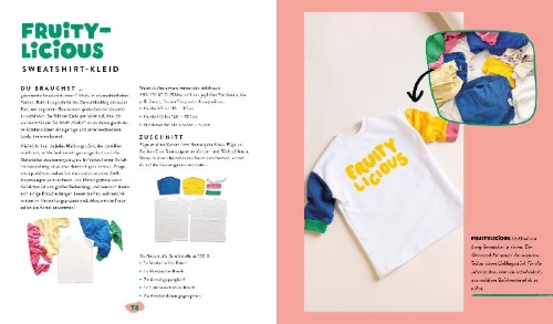 Buchcover und Innenansicht für das Buch: Fashion Fruits - Nähen für Kids! 15 Teile, eine Kollektion: Sag Tschüss zur Fast Fashion!