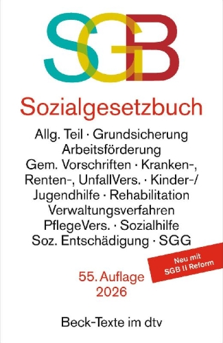 Buchcover und Innenansicht für das Buch: Sozialgesetzbuch mit Sozialgerichtsgesetz und zugehörigen Verordnungen. SGB
