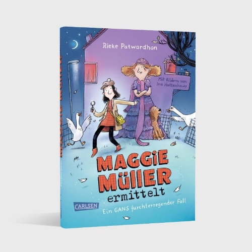 Buchcover und Innenansicht für das Buch: Maggie Müller ermittelt - Ein gans furchterregender Fall