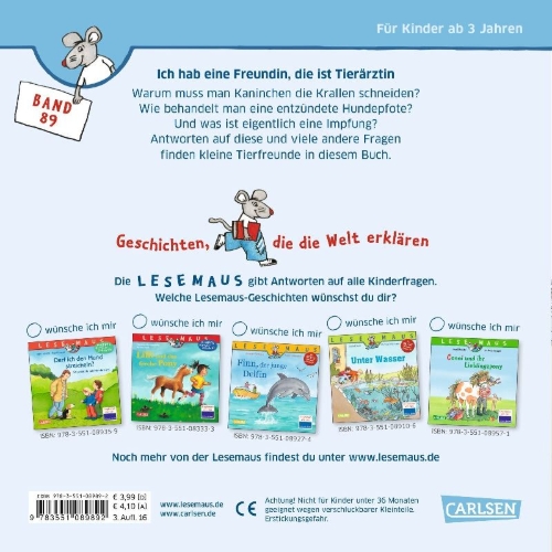 Buchcover und Innenansicht für das Buch: Lesemaus Bd. 89