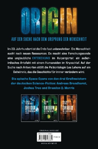 Buchcover und Innenansicht für das Buch: Origin - Die Entdeckung