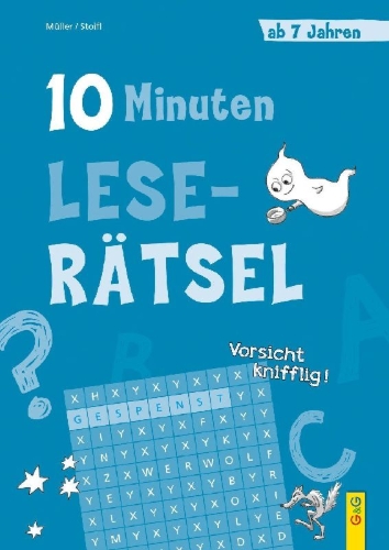Buchcover und Innenansicht für das Buch: 10-Minuten-Leserätsel ab 7 Jahren