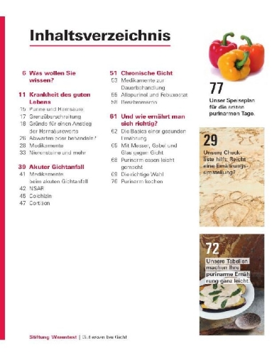 Buchcover und Innenansicht für das Buch: Gut essen bei Gicht