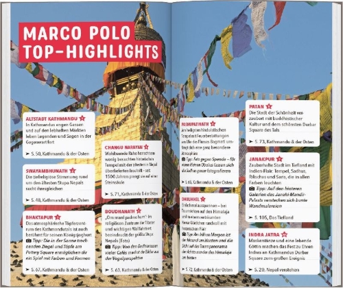 Buchcover und Innenansicht für das Buch: MARCO POLO Reiseführer Nepal