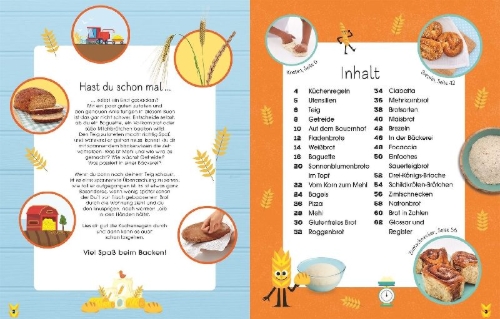 Buchcover und Innenansicht für das Buch: Heute back ich ... Brot!