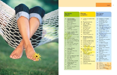 Buchcover und Innenansicht für das Buch: Pflegeleichter Garten