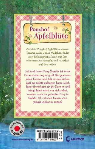 Buchcover und Innenansicht für das Buch: Ponyhof Apfelblüte (Band 15) - Glaub an dich, Juli