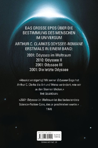 Buchcover und Innenansicht für das Buch: 2001: A Space Odyssey / 2010: Odyssey Two / 2061: Odyssey Three / 3001: The Final Odyssey