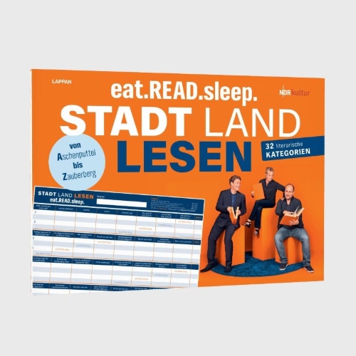 Buchcover und Innenansicht für das Buch: Stadt, Land, Lesen - eat.READ.sleep-Edition