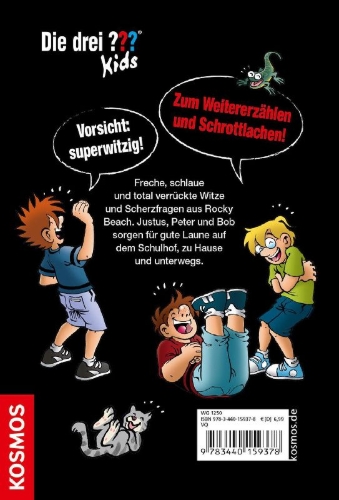 Buchcover und Innenansicht für das Buch: Die drei ??? Kids Das Witzebuch