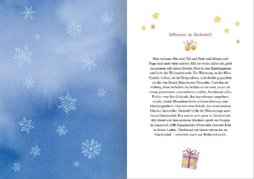 Buchcover und Innenansicht für das Buch: 24 Adventsgeschichten aus dem Glockenhof