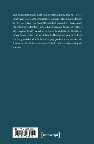 Buchcover und Innenansicht für das Buch: Migrationsliteratur aus der Schweiz
