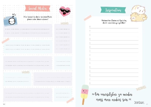 Buchcover und Innenansicht für das Buch: My Kawaii Bullet Journal