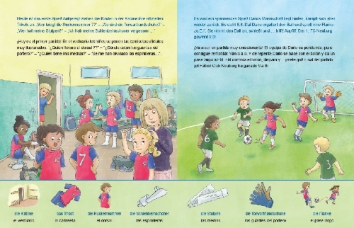 Buchcover und Innenansicht für das Buch: Fußball (Deutsch-Spanisch)