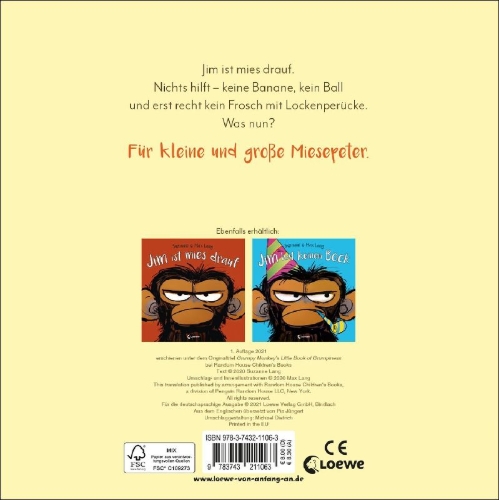 Buchcover und Innenansicht für das Buch: Grumpy Monkey's little book of grumpiness
