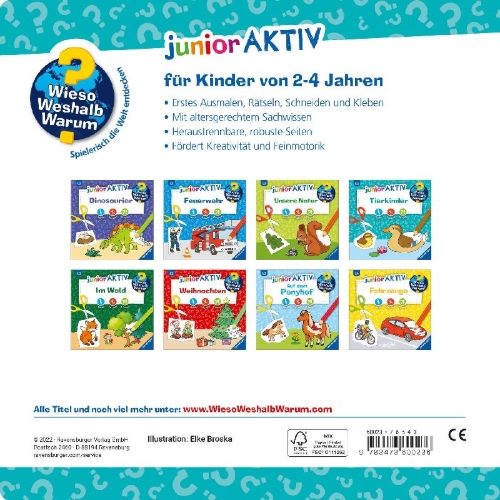 Buchcover und Innenansicht für das Buch: Wieso? Weshalb? Warum? junior AKTIV: Tierkinder