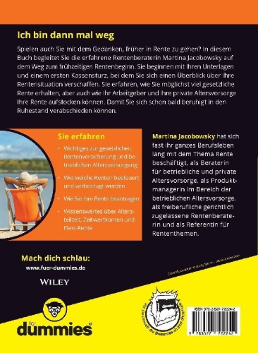 Buchcover und Innenansicht für das Buch: Früher in Rente für Dummies