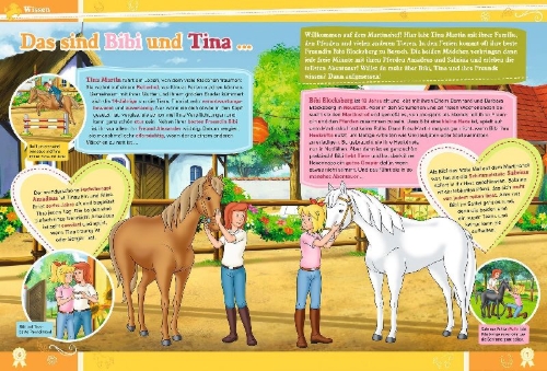 Buchcover und Innenansicht für das Buch: Bibi & Tina: Mein großes Fanbuch