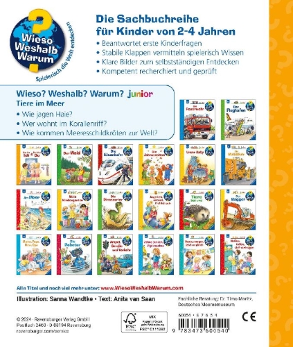 Buchcover und Innenansicht für das Buch: Wieso? Weshalb? Warum? junior, Band 57 - Tiere im Meer