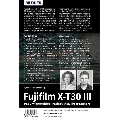 Buchcover und Innenansicht für das Buch: Fujifilm X-T30 III - Das umfangreiche Praxisbuch zu Ihrer Kamera