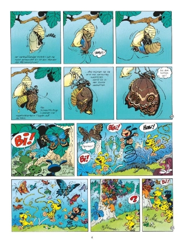 Buchcover und Innenansicht für das Buch: Marsupilami 9: Le papillon des cimes