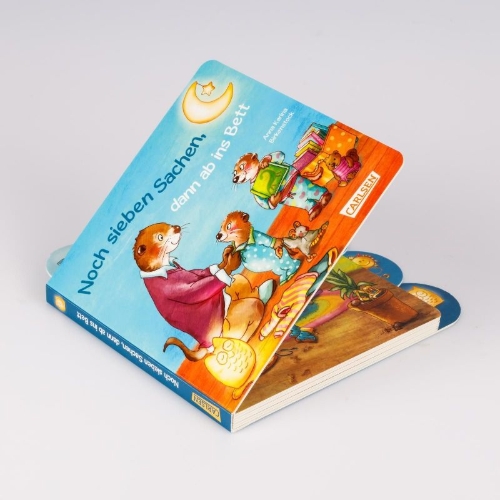 Buchcover und Innenansicht für das Buch: Noch sieben Sachen, dann ab ins Bett