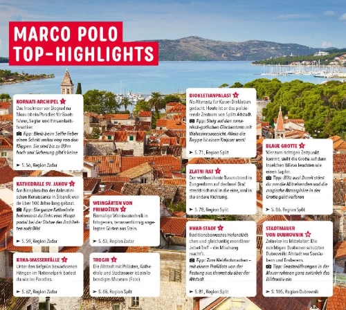 Buchcover und Innenansicht für das Buch: MARCO POLO Reiseführer Kroatische Küste Dalmatien