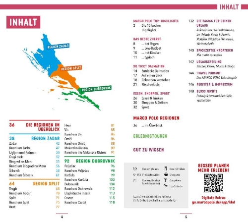 Buchcover und Innenansicht für das Buch: MARCO POLO Reiseführer Kroatische Küste Dalmatien