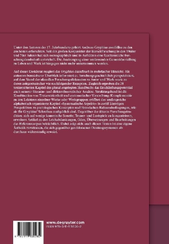 Buchcover und Innenansicht für das Buch: Gryphius-Handbuch