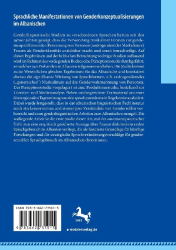 Buchcover und Innenansicht für das Buch: Sprachliche Manifestationen von Genderkonzeptualisierungen im Albanischen