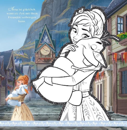 Buchcover und Innenansicht für das Buch: Disney Die Eiskönigin 2: Mein Glitzer-Malblock