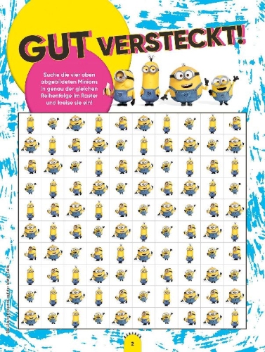 Buchcover und Innenansicht für das Buch: Minions: Der große Glow-in-the-Dark Stickerspaß