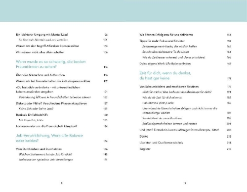 Buchcover und Innenansicht für das Buch: Less Stress In Your 30s
