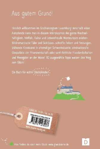 Buchcover und Innenansicht für das Buch: Glücksorte in Luxemburg