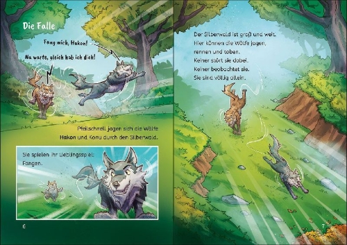 Buchcover und Innenansicht für das Buch: Leselöwen 3. Klasse - Das Duell der Wölfe
