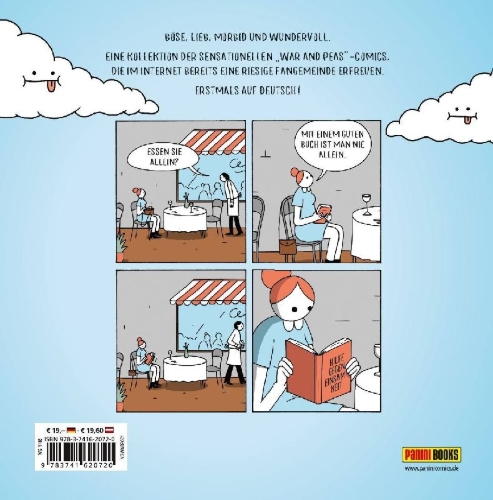 Buchcover und Innenansicht für das Buch: War and Peas: Funny Comics for dirty Lovers