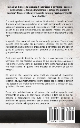 Buchcover und Innenansicht für das Buch: Tecniche proibite di persuasione, manipolazione e influenza utilizzando schemi di linguaggio e tecniche di PNL (2° Edizione)